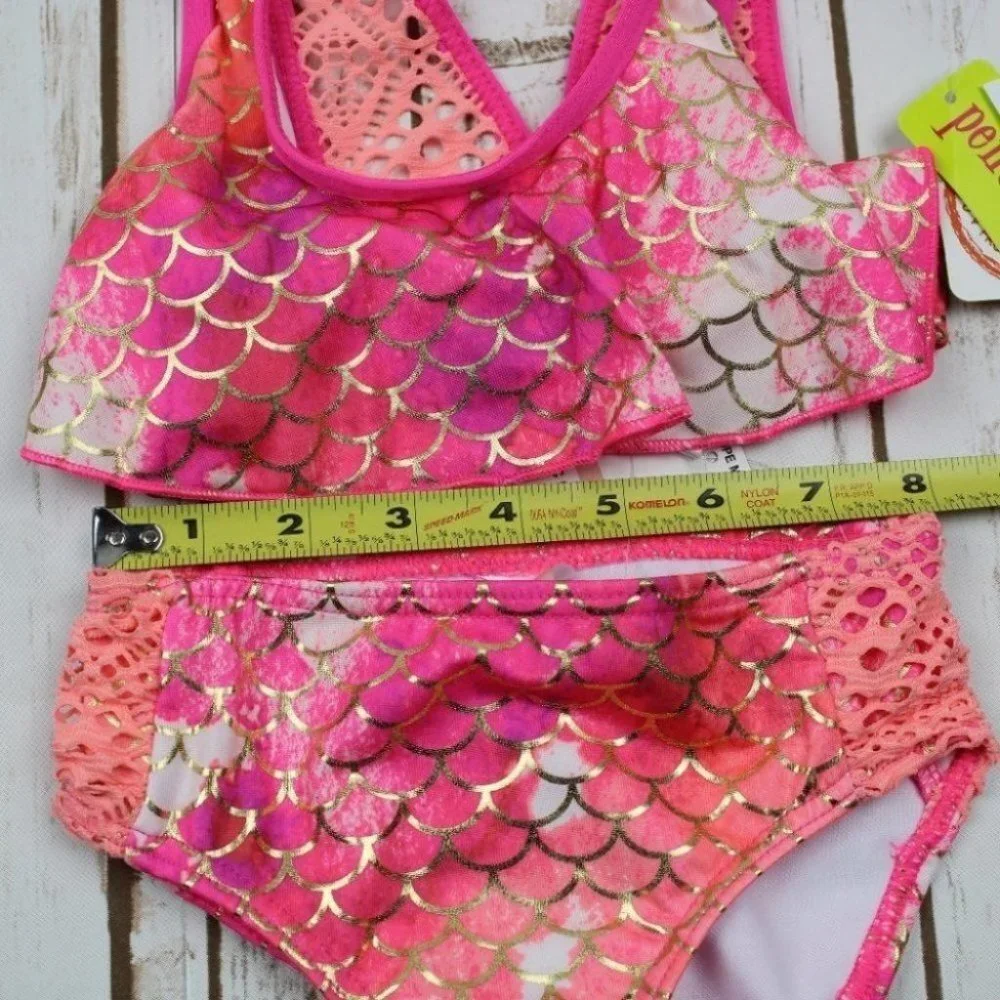 Penelope Mack Girls Printed Flounce Bikini 2T